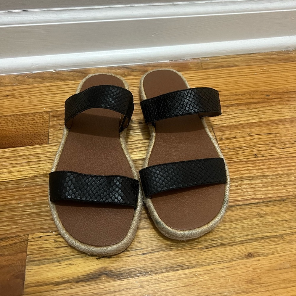 Franco Sarto Posie Slide Sandal - Black Leather (Size 7)